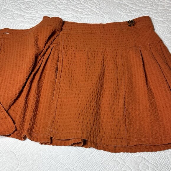 Urban Outfitters Orange Gingham Wrap Pleated Mini Skirt Women's Small-Petite - Picture 6 of 15
